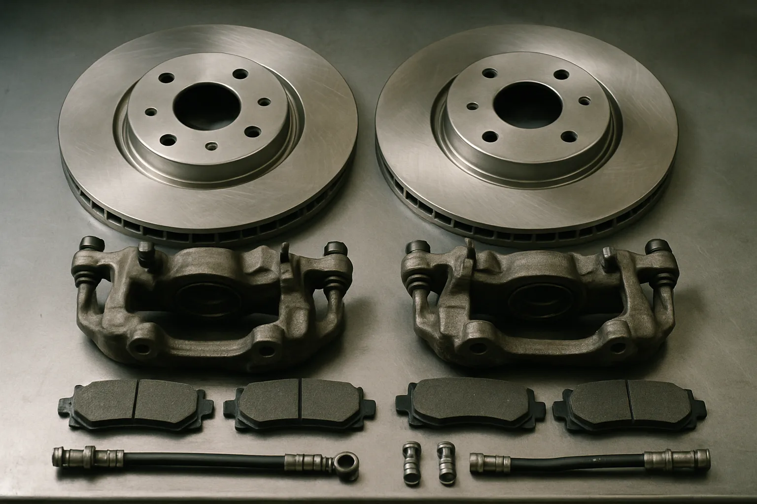 Brake system parts during maintenance